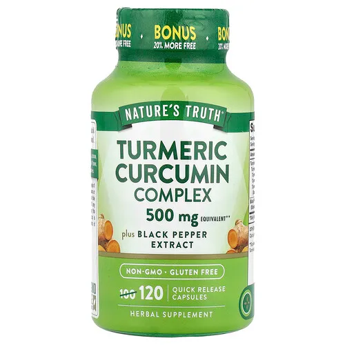 Nature's Truth, Complejo de curcumina de cúrcuma más extracto de pimienta negra, 500 mg, 120 cápsulas de liberación rápida