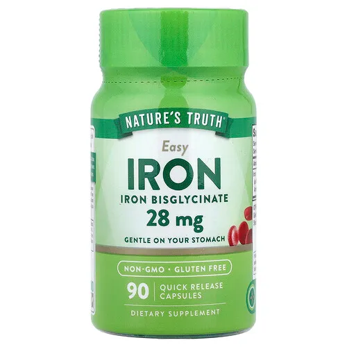 Nature's Truth, Hierro fácil, 28 mg, 90 cápsulas de liberación rápida