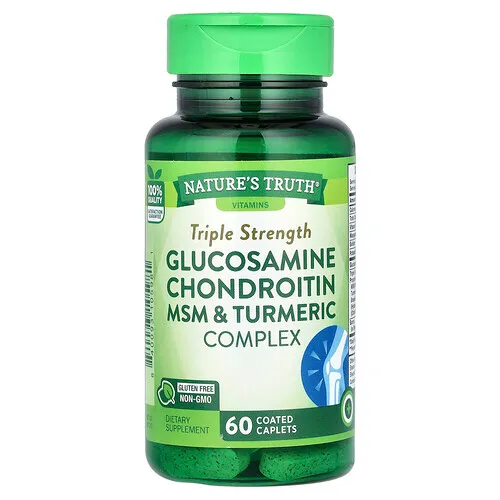 Nature's Truth, Complejo de glucosamina, condroitina y cúrcuma, MSM, Triple concentración, 60 comprimidos oblongos recubiertos