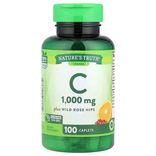 Nature's Truth, Vitamina C más rosa mosqueta silvestre, 100 comprimidos oblongos