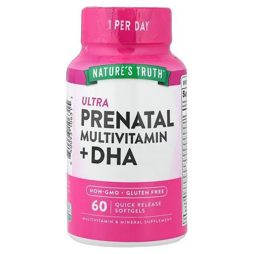 Nature's Truth, Suplemento multivitamínico ultraprenatal con DHA, 60 cápsulas blandas de liberación rápida
