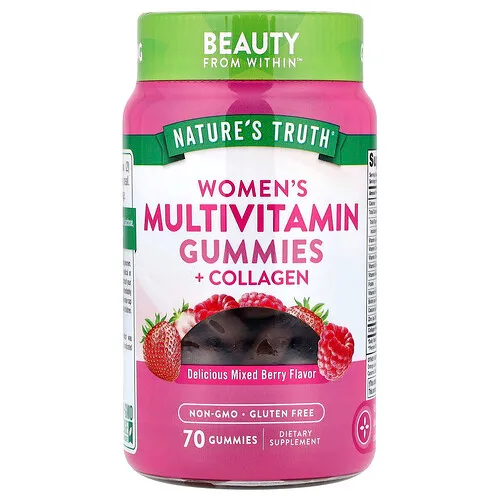 Nature's Truth, Gomitas multivitamínicas más colágeno para mujeres, Bayas mixtas deliciosas, 70 gomitas