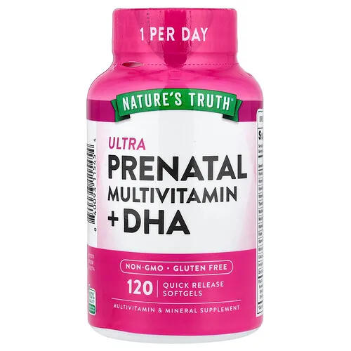 Nature's Truth, Suplemento multivitamínico ultraprenatal con DHA, 120 cápsulas blandas de liberación rápida