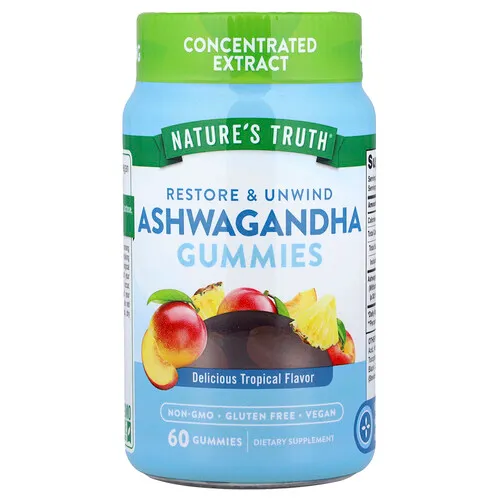 Nature's Truth, Gomitas de ashwagandha, Delicioso sabor a frutas tropicales, 60 gomitas (16,67 mg por gomita)