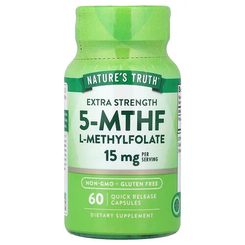 Nature's Truth, L-metilfolato de 5-MTHF, 60 cápsulas de liberación rápida (7,5 mg por cápsula)