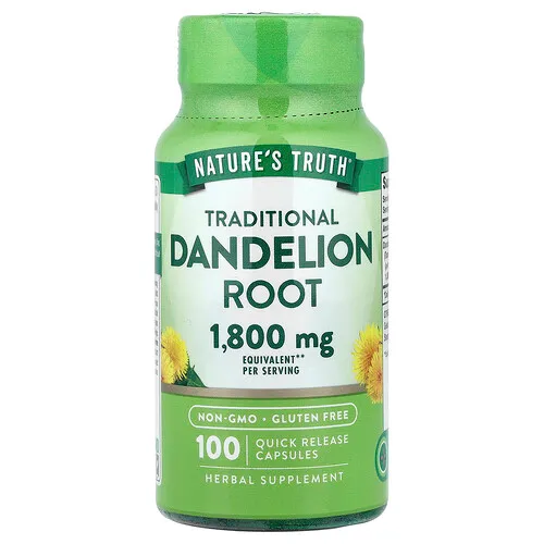 Nature's Truth, Raíz de diente de león, 100 cápsulas de liberación rápida (900 mg por cápsula)