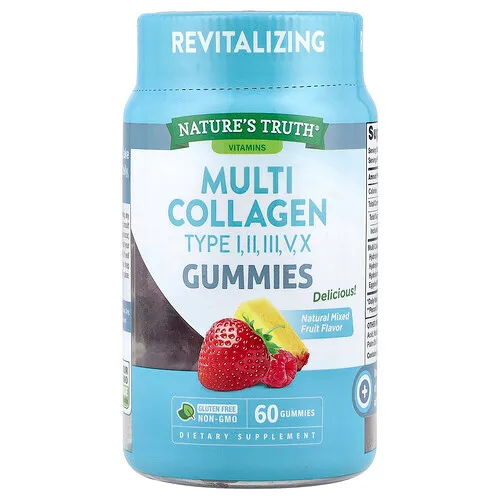 Nature's Truth, Gomitas con múltiples tipos de colágeno, Frutas mixtas naturales, 60 gomitas