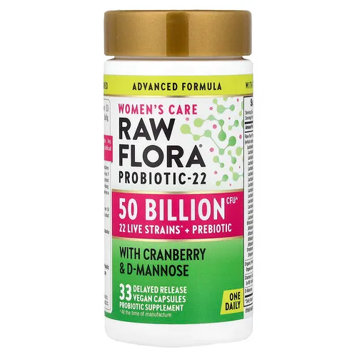 Nature's Truth, Cuidado de la mujer, Probiótico 22 Raw Flora™, 33 cápsulas veganas de liberación retardada