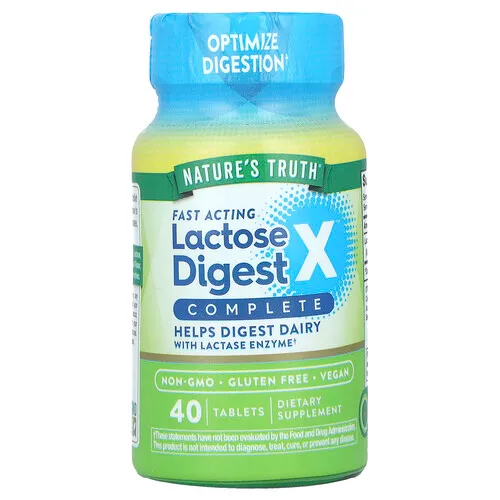 Nature's Truth, Digest X™ completo con lactosa de acción rápida, 40 comprimidos (90 mg por comprimido)