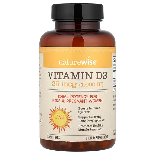 NatureWise, Vitamina D3, 25 mcg (1000 UI), 360 cápsulas blandas