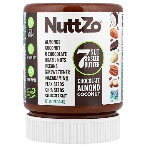Nuttzo, 7 Mantequilla de frutos secos y semillas, Chocolate, almendras y coco, 340 g (12 oz)