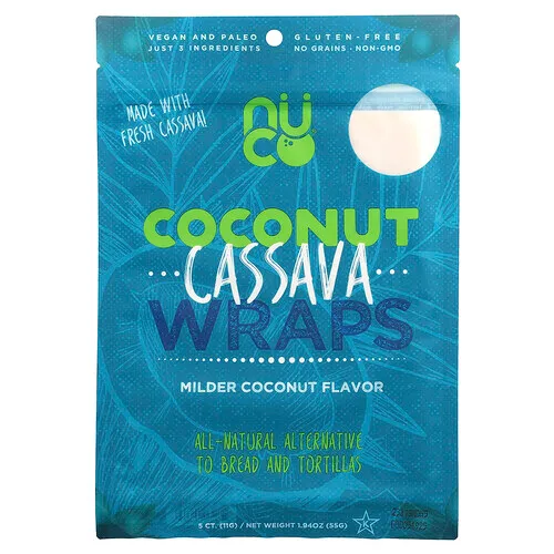 NUCO, Tortillas de coco y yuca, Coco más suave, 5 unidades, 55 g (1,94 oz)