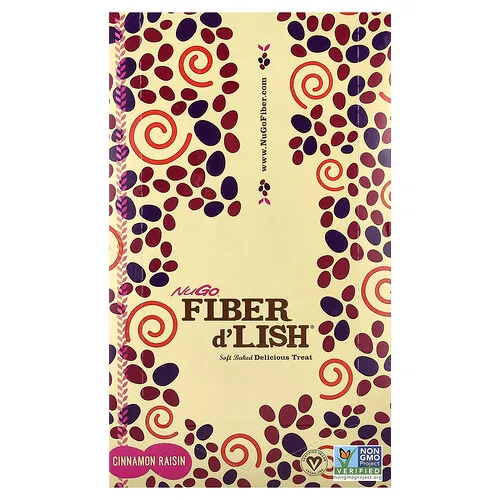 NuGo Nutrition, Fibre d'Lish®, Canela y pasas de uva, 16 barritas, 45 g (1,6 oz) cada una