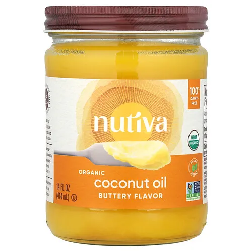 Nutiva, Aceite de coco orgánico, Sabor mantecoso, 414 ml (14 oz. líq.)