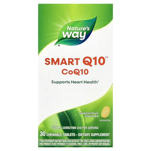 Nature's Way, Smart Q10™, CoQ10, Frutas tropicales, 100 mg, 30 comprimidos masticables