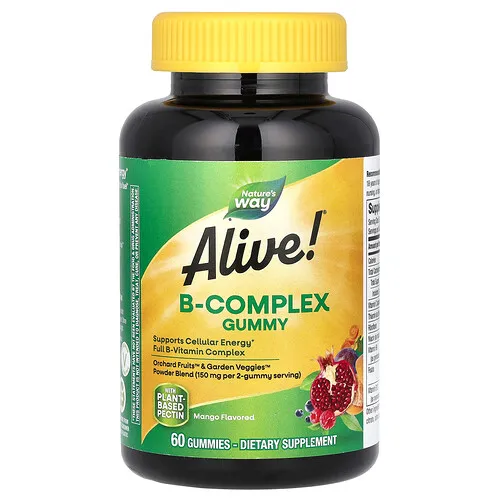 Nature's Way, Alive!, Gomitas con complejo de vitaminas B, Mango, 60 gomitas