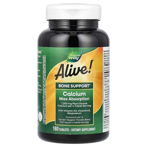 Nature's Way, Alive!, Calcio de máxima absorción, 180 comprimidos