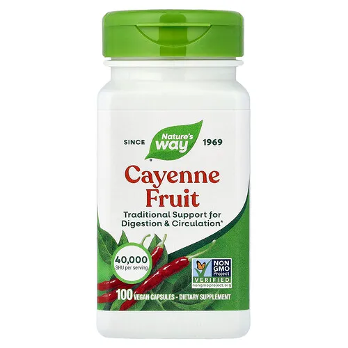 Nature's Way, Fruta de cayena, 40.000 SHU / g, 100 cápsulas veganas
