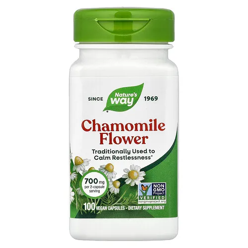 Nature's Way, Flor de manzanilla, 700 mg, 100 cápsulas veganas (350 mg por cápsula)