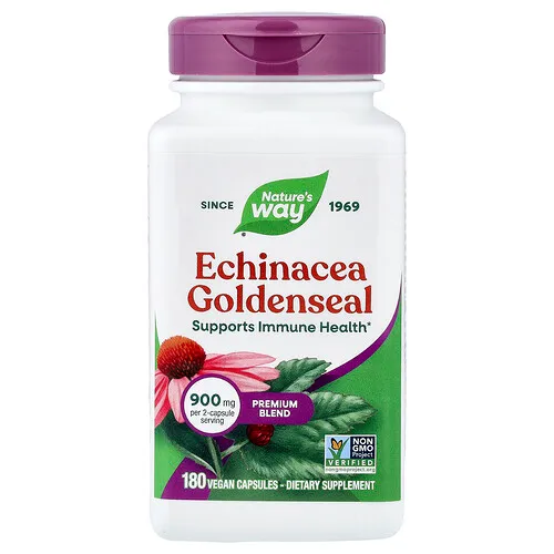 Nature's Way, Equinácea con sello de oro, Mezcla prémium, 180 cápsulas veganas (450 mg por cápsula)