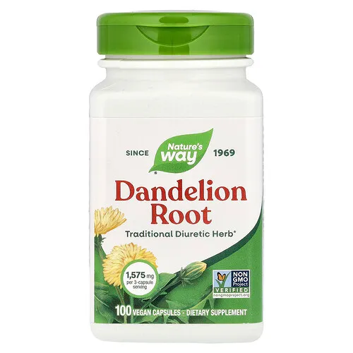Nature's Way, Raíz de diente de león, 100 cápsulas veganas (525 mg por cápsula)