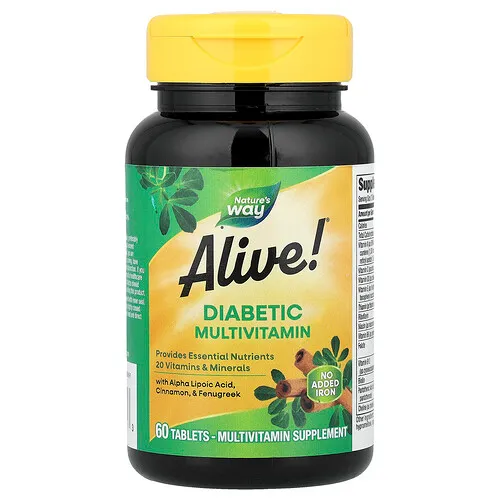 Nature's Way, Alive!®, Suplemento multivitamínico para personas diabéticas, 60 comprimidos