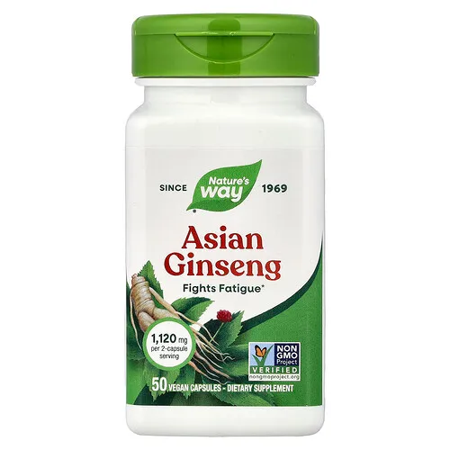 Nature's Way, Ginseng asiático, 50 cápsulas veganas (560 mg por cápsula)
