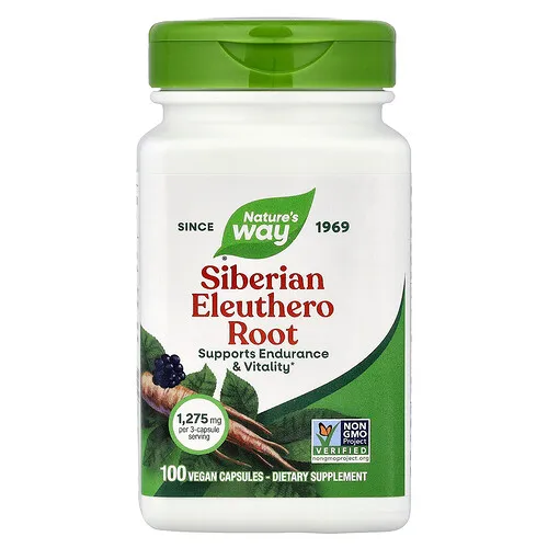 Nature's Way, Raíz de ginseng siberiano, 1275 mg, 100 cápsulas veganas (425 mg por cápsula)