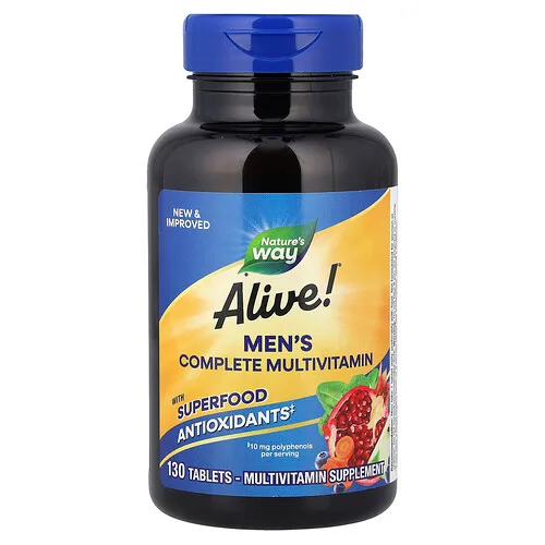 Nature's Way, Suplemento multivitamínico completo para hombres Alive!®, 130 comprimidos