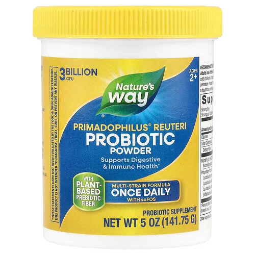 Nature's Way, Primadophilus Reuteri, Superior Probiotic, Suplemento probiótico en polvo, 3000 millones de UFC, 141,75 g (5 oz)
