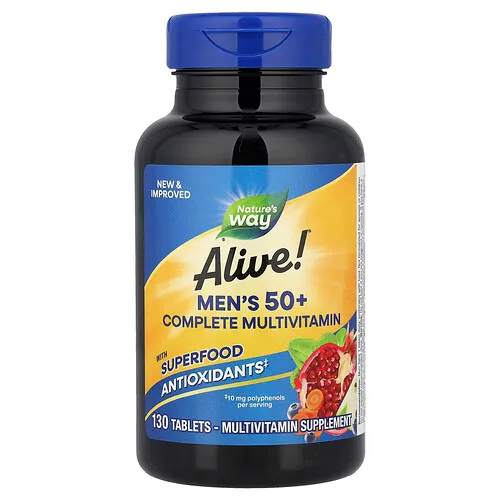 Nature's Way, Suplemento multivitamínico completo para hombres mayores de 50 años Alive!®, 130 comprimidos