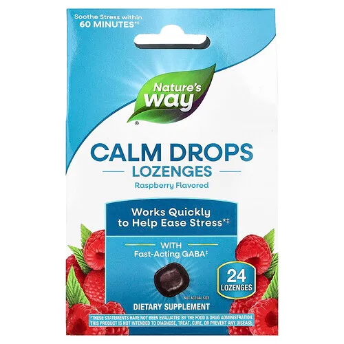 Nature's Way, Pastillas Calm Drops, Frambuesa, 24 pastillas