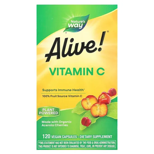 Nature's Way, Alive!®, Vitamina C, 120 cápsulas veganas (125 mg por cápsula)