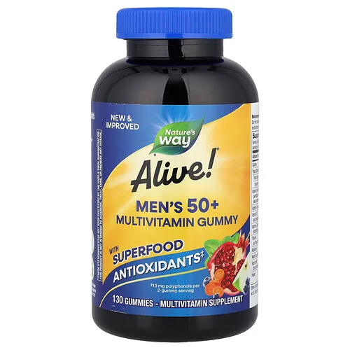 Nature's Way, Gomitas multivitamínicas para hombres mayores de 50 años Alive!®, Frutas, 130 gomitas