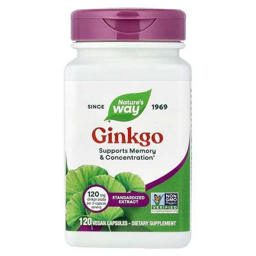 Nature's Way, Ginkgo, Extracto estandarizado, 120 cápsulas veganas