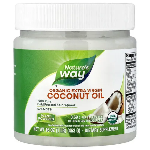 Nature's Way, Aceite de coco extra virgen orgánico, 453 g (16 oz)