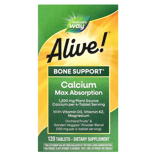 Nature's Way, Alive!, Calcium, Máxima absorción, 120 comprimidos