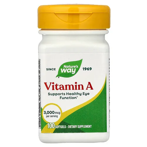 Nature's Way, Vitamina A, 3000 mcg, 100 cápsulas blandas