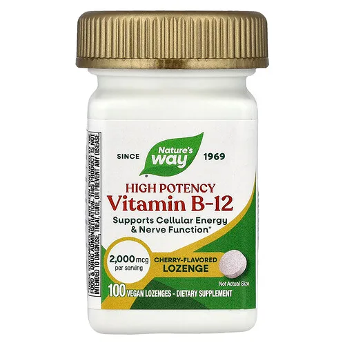 Nature's Way, Vitamina B12, Cereza, 100 pastillas veganas