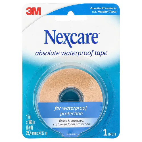 Nexcare, Cinta impermeable absoluta, fijación media`` 180 in (5 yardas)