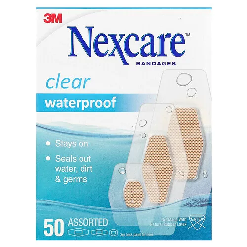 Nexcare, Vendas transparentes impermeables`` 50 tamaños surtidos