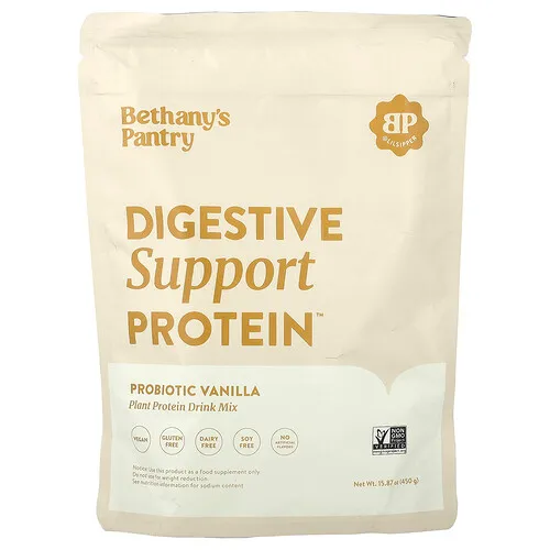 Nuzest, Bethany's Pantry, Digestive Support Protein™, Suplemento probiótico con sabor a vainilla, 450 g (15,87 oz)