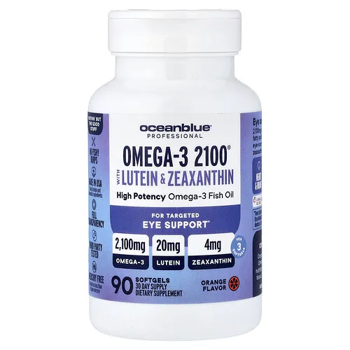 OceanBlue, Omega-3 2100® con luteína y zeaxantina, Naranja, 90 cápsulas blandas