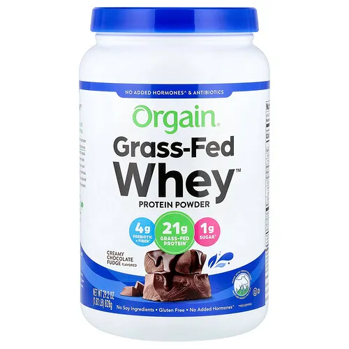 Orgain, Grass-Fed Whey™, Proteína en polvo de Whey™, Ganadería cremosa de chocolate, 828 g (1,82 lb)
