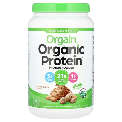 Orgain, Proteína orgánica en polvo, De origen vegetal, Mantequilla de maní, 920 g (2,03 lb)