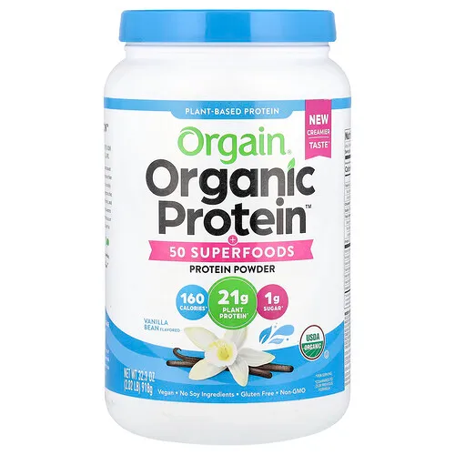 Orgain, Organic Protein™ más 50 superalimentos en polvo, Vaina de vainilla, 918 g (2,02 lb)