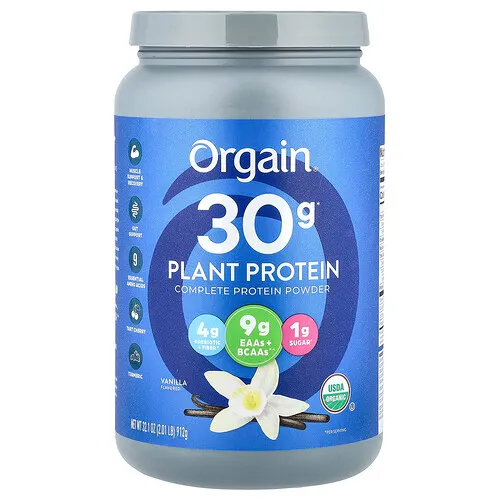 Orgain, Proteína vegetal completa en polvo, Vainilla, 912 g (2,01 lb)