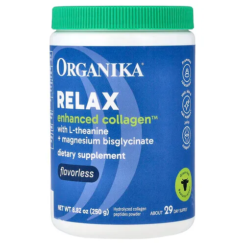 Organika, Enhanced Collagen™, Suplemento relajante, Sin sabor, 250 g (8,82 oz)