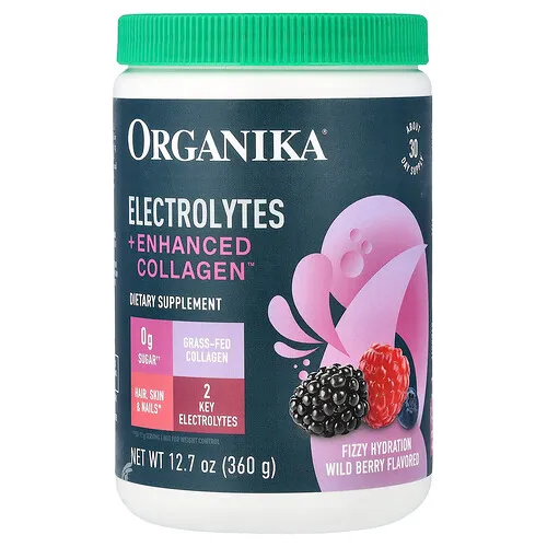 Organika, Enhanced Collagen™ con electrolitos, Bayas silvestres, 360 g (12,7 oz)
