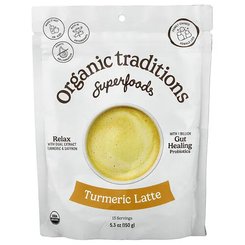 Organic Traditions, Superfoods, Latte de cúrcuma, 150 g (5,3 oz)